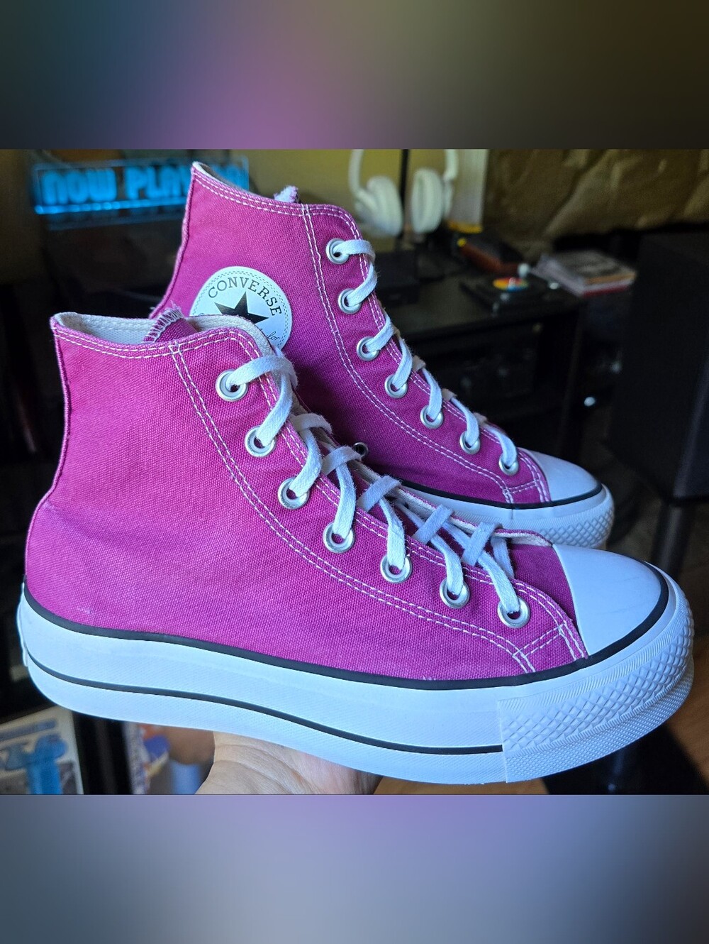 Sz 7.5 Women's CONVERSE CTAS HI LIFT PLATFORM 'Berry Smothie' - Picture 3 of 7